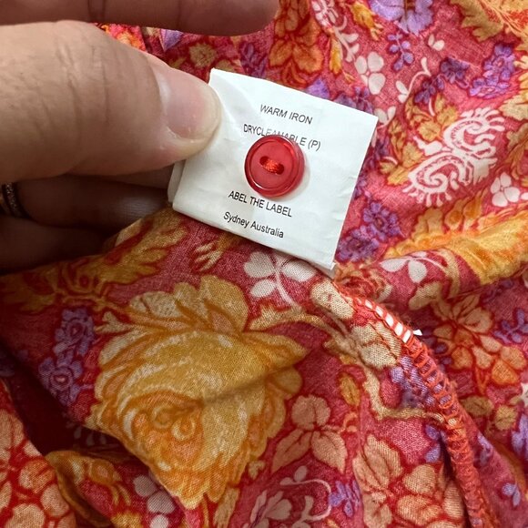 Abel the Label Cottagecore Floral Tiered‎ Midi Dress S Red Fall Prairie Peasant - Picture 13 of 16